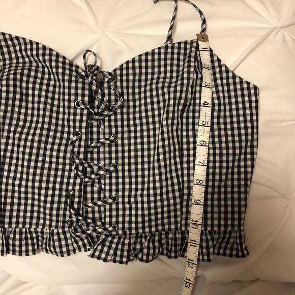 !LAST DAY!  Full Tilt gingham laced crop top | sz XL - Picture 5 of 5